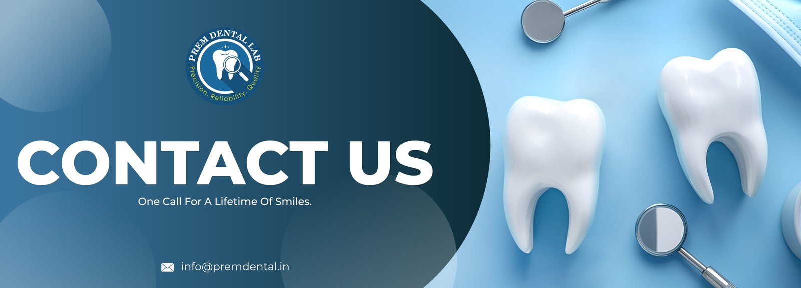 Prem Dental Lab Contact us Banner